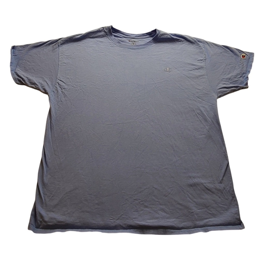 Champion Men's 2XL Short Sleeve TShirt Light Blue Crew Neck Embroidered Logo Tee - Picture 1 of 14